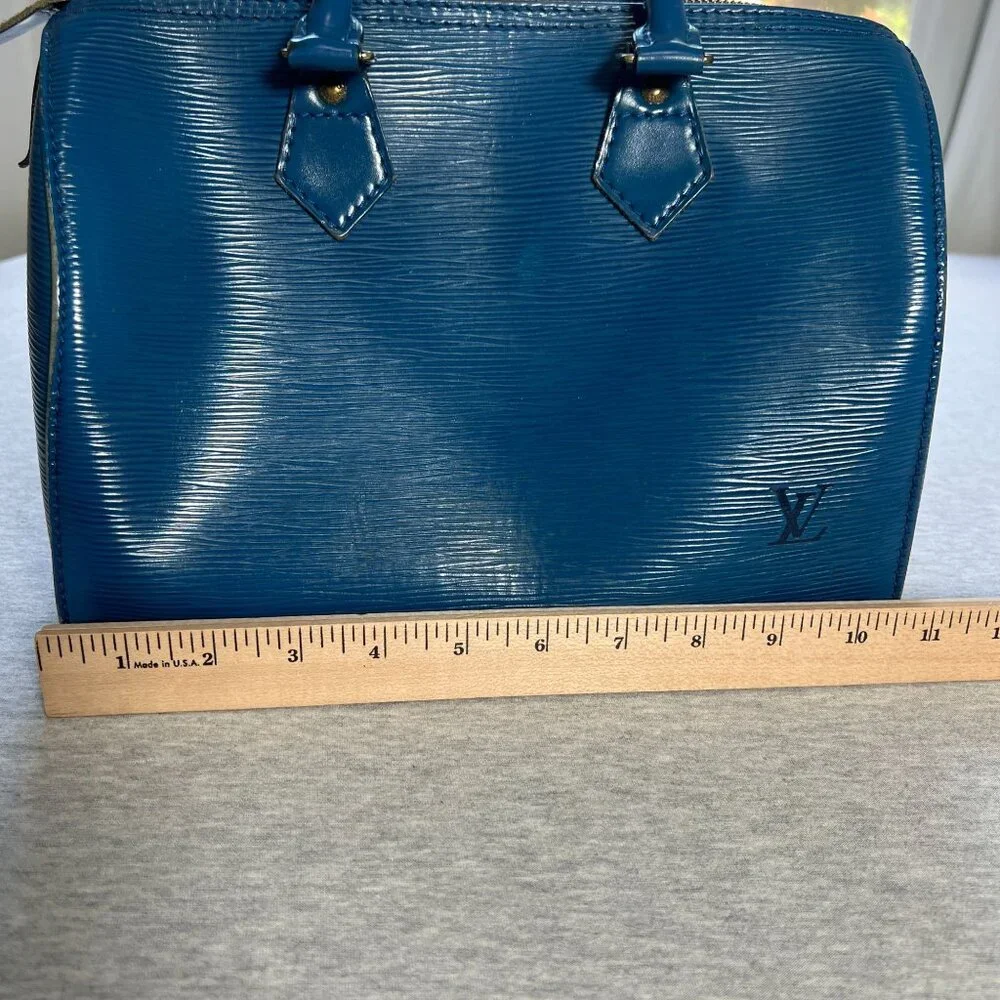 Vintage Louis Vuitton Toledo Blue Epi Leather Speedy 25 Handbag France Auth - Picture 9 of 16